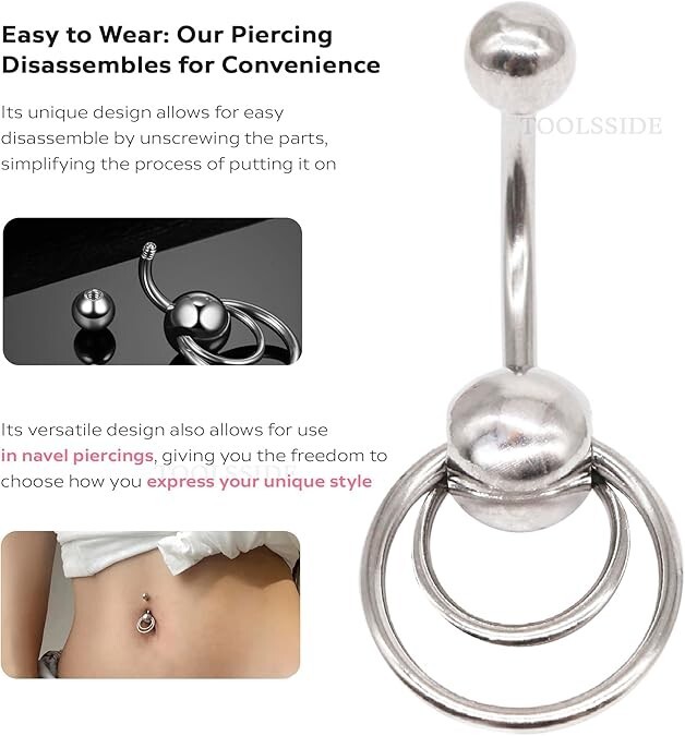 Jewelry for Special Moments with Two Rings - Piercing Jewelry for Women - Belly