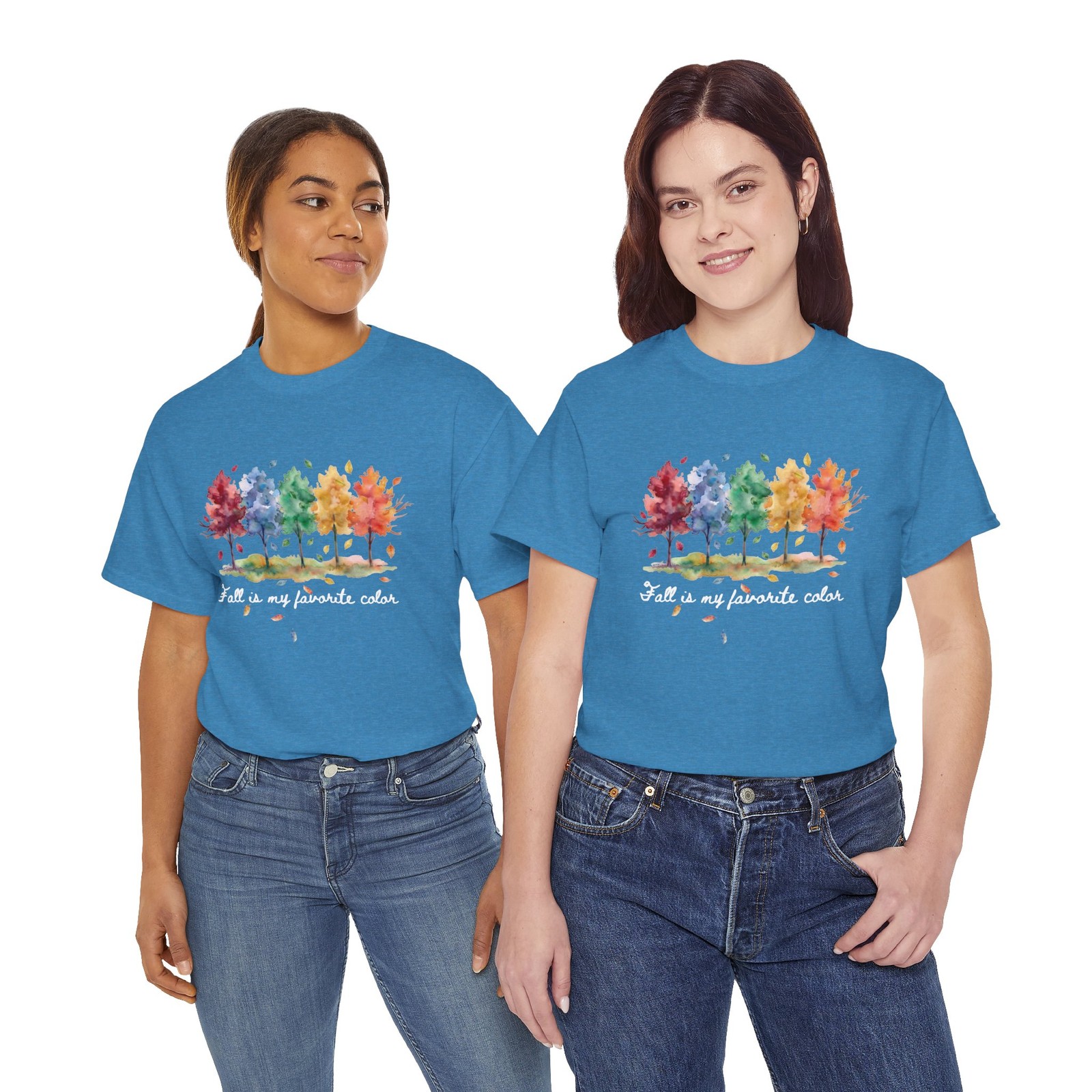 Fall Is My Favorite Color T-Shirt , Woman Autumn Watercolor Trees Graphic Tee