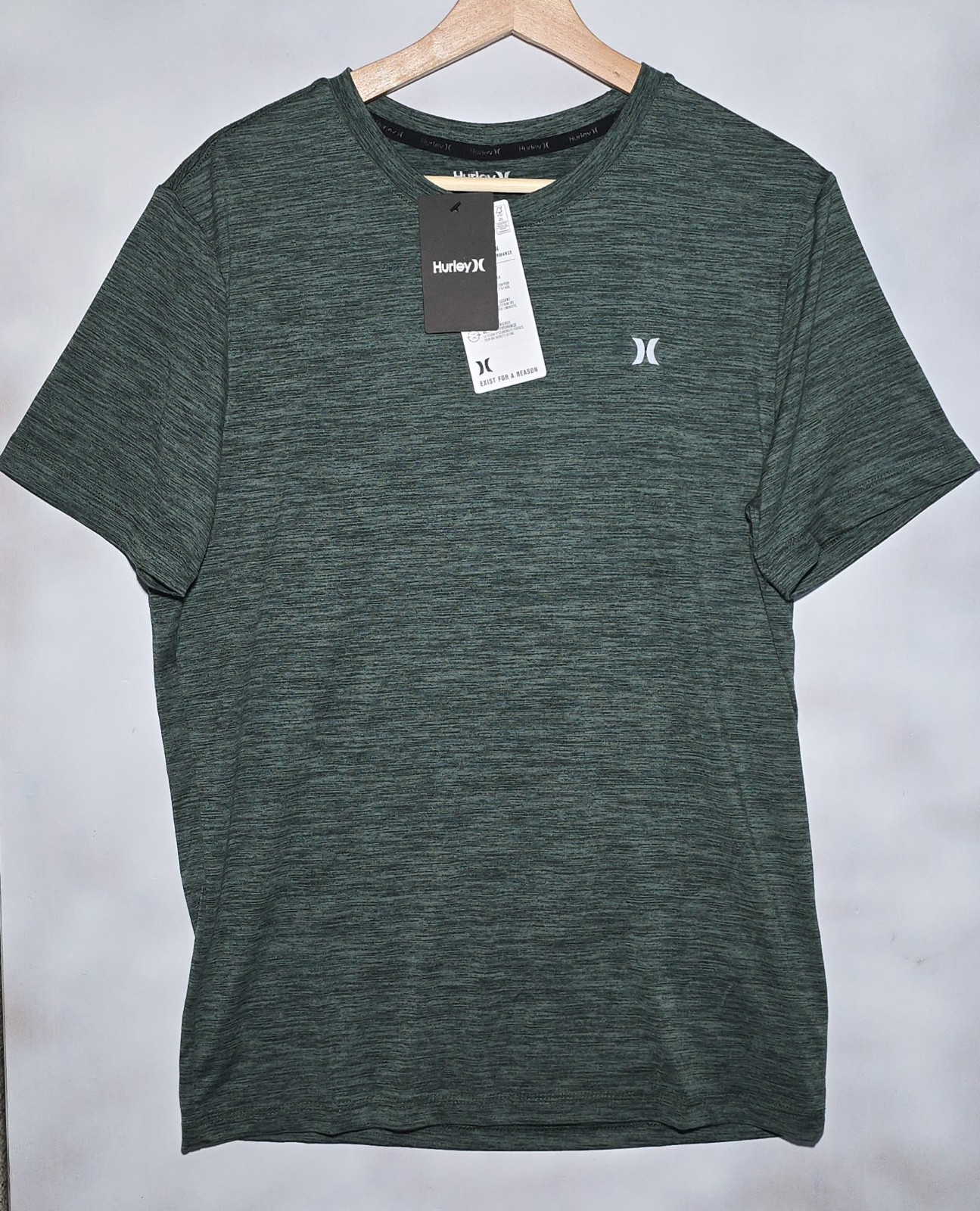 Hurley Men\'s Icon Activation Performance Crew Neck T-Shirt, M Duck Green NWT