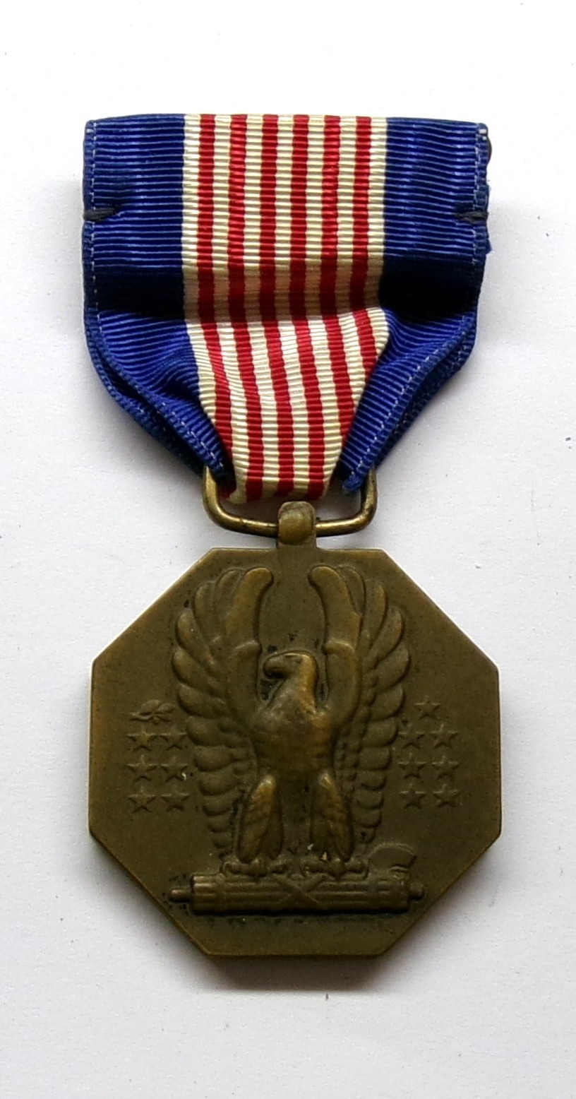 VINTAGE Soldier\'s Medal with Sewn Slotted Brooch with Great Patina