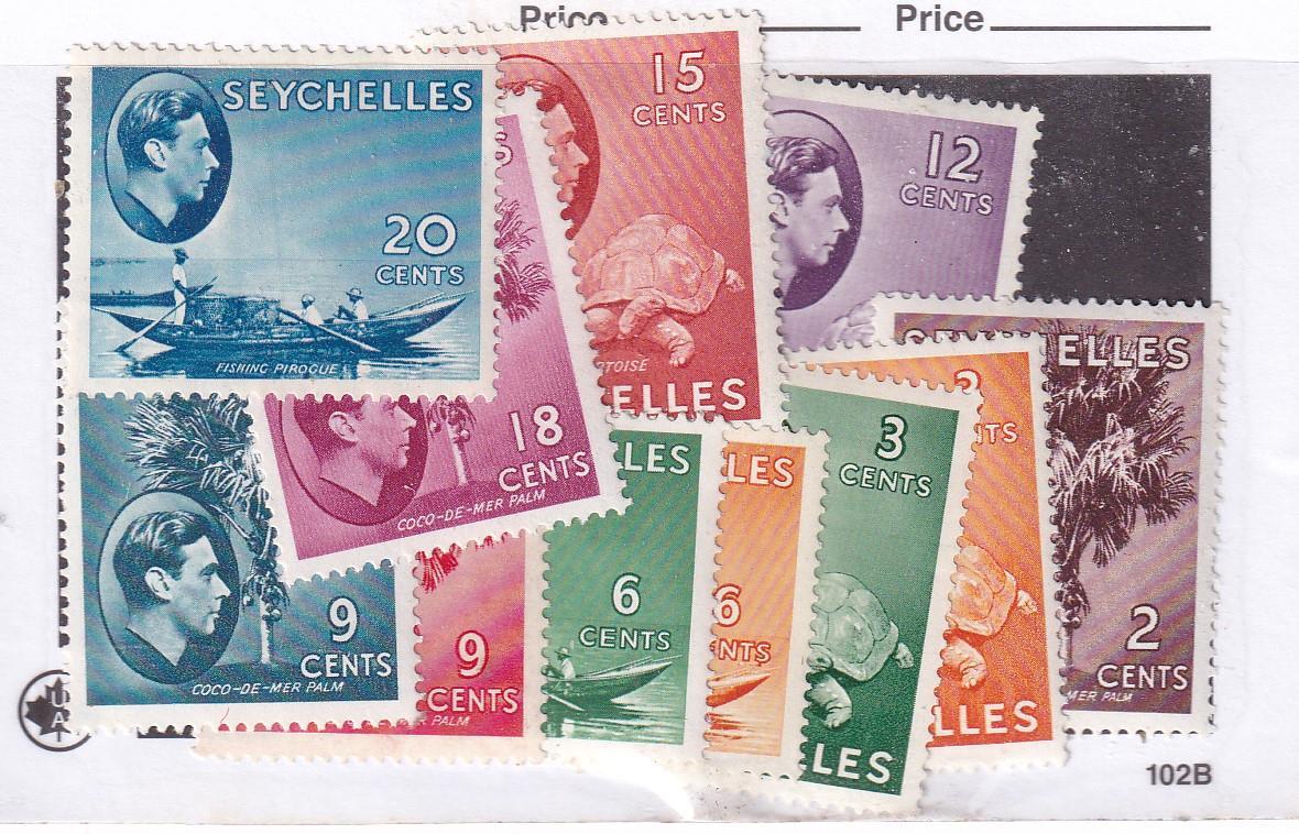 SEYCHELLES # 125-135 VF-MH SHORT SET KGV1 ISSUES CAT VALUE $83