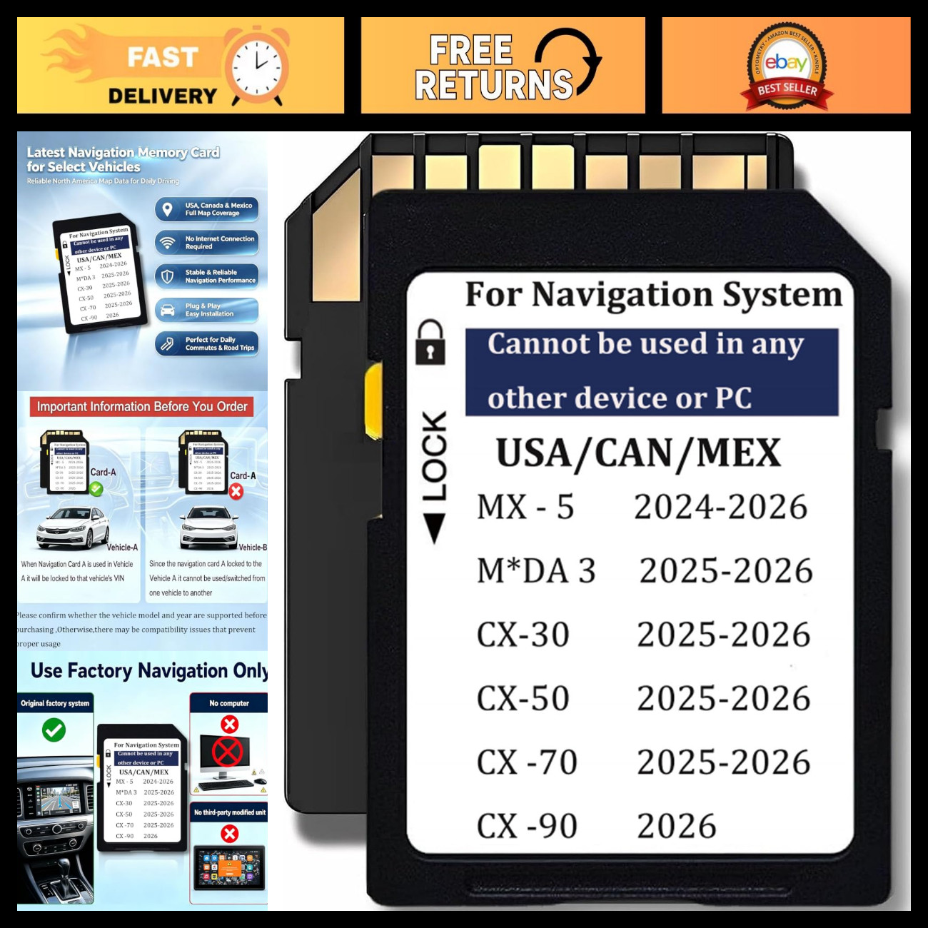 2026 Mazda Navigation SD Card for 3 CX-30 CX-50 CX-70 MX-5 CX-90 - GPS Map Updat