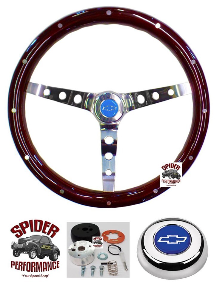 1960-1969 Chevrolet pickup wood steering wheel BLUE BOWTIE 15\