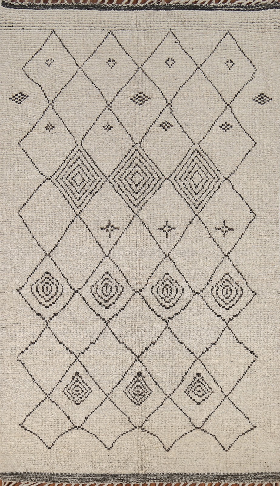 Beige Handmade Moroccan Area Rug 5x9 Ft Oriental Geometric Bedroom Wool Carpet 