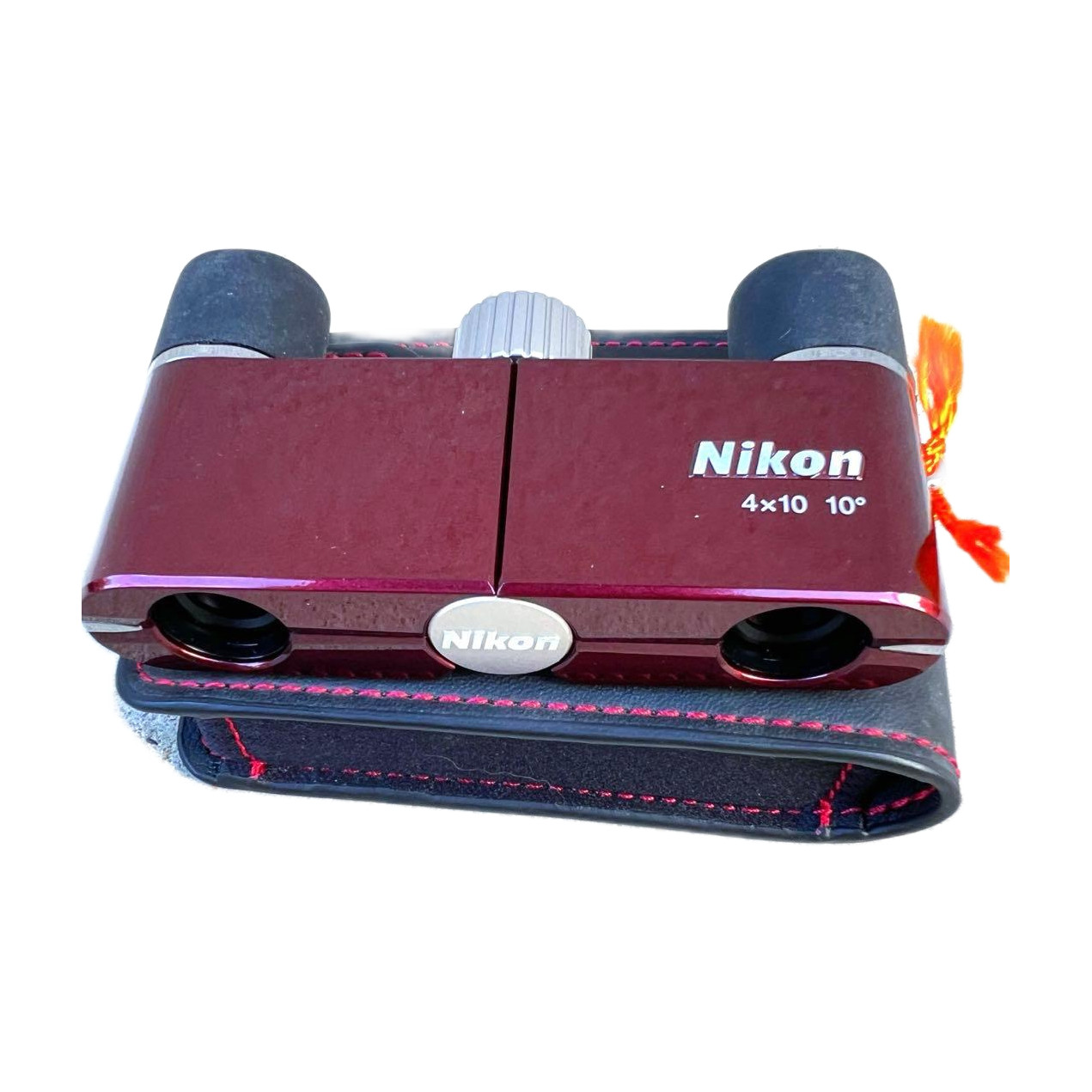 Nikon Yu 4x10D CF Binoculars Wine Red Compact Opera Glasses with Case Japan