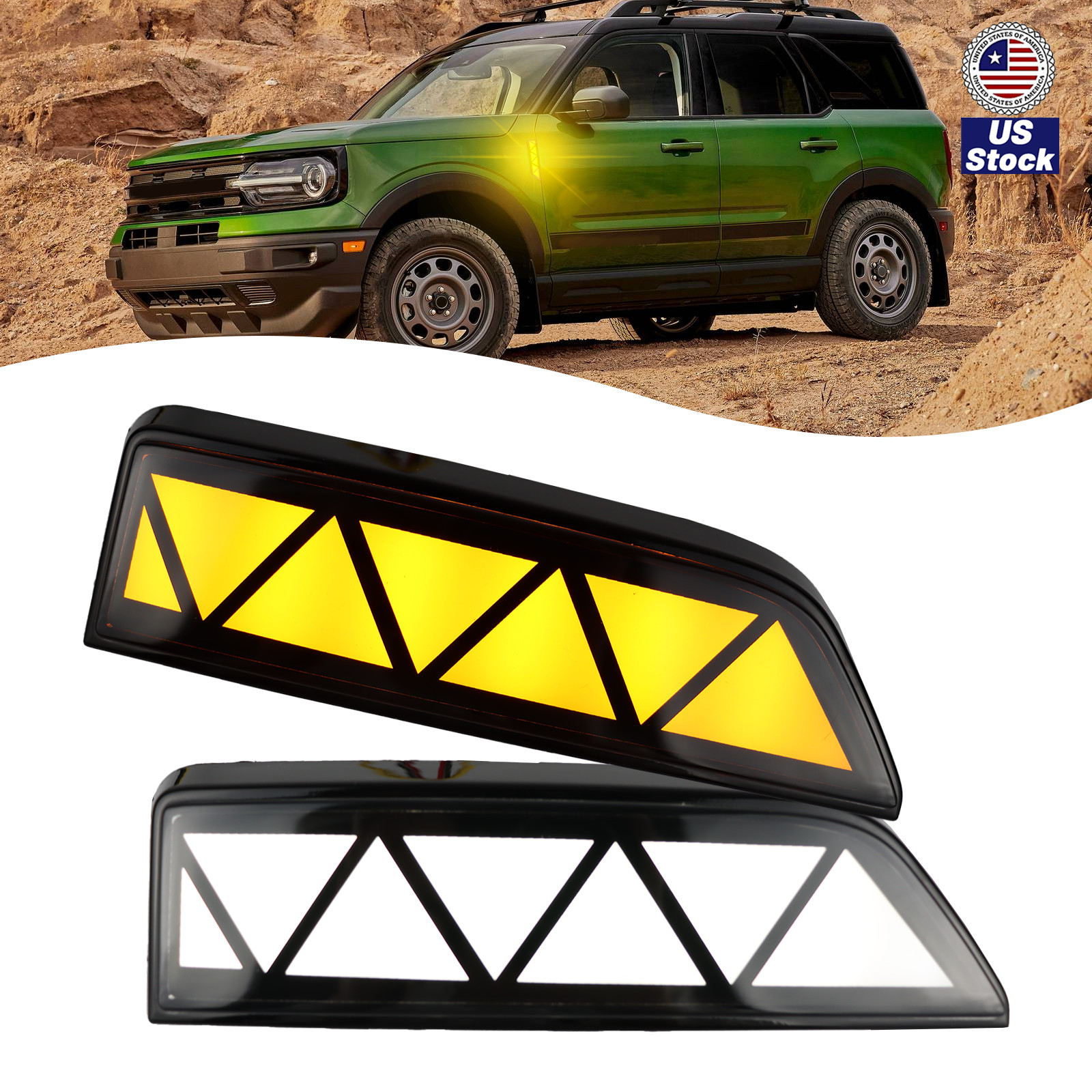 For 2021-24 Ford Bronco Sport Front Fender Side Marker DRL LED Turn Signal Light