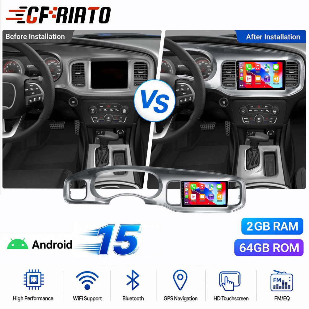 Android 15.0 For Dodge Charger 2015-2021 Apple Carplay Car Stereo Radio GPS Navi