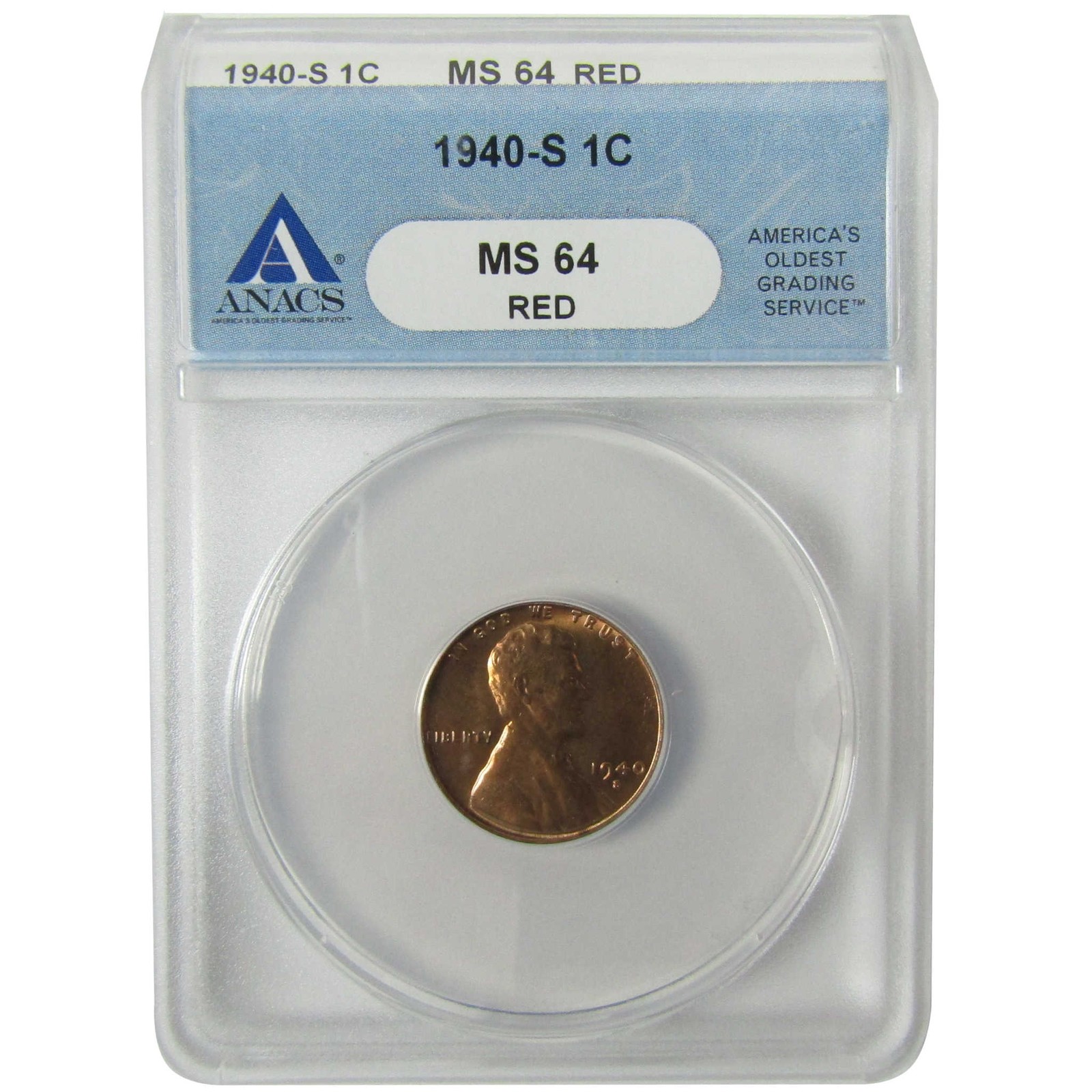 1940 S Lincoln Wheat Cent MS 64 RD ANACS Penny 1c Coin SKU:I28436