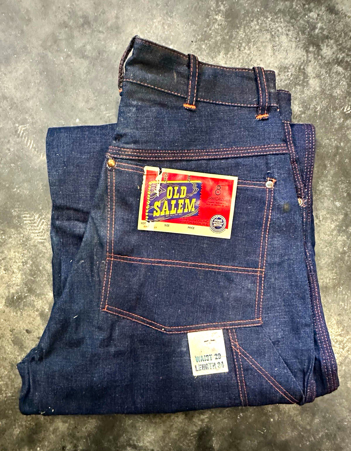 1950s RARE Old Salem Dark Wash Denim Jeans - NOS 1950s RARE Old Salem Dark Wash Denim Jeans - NOS