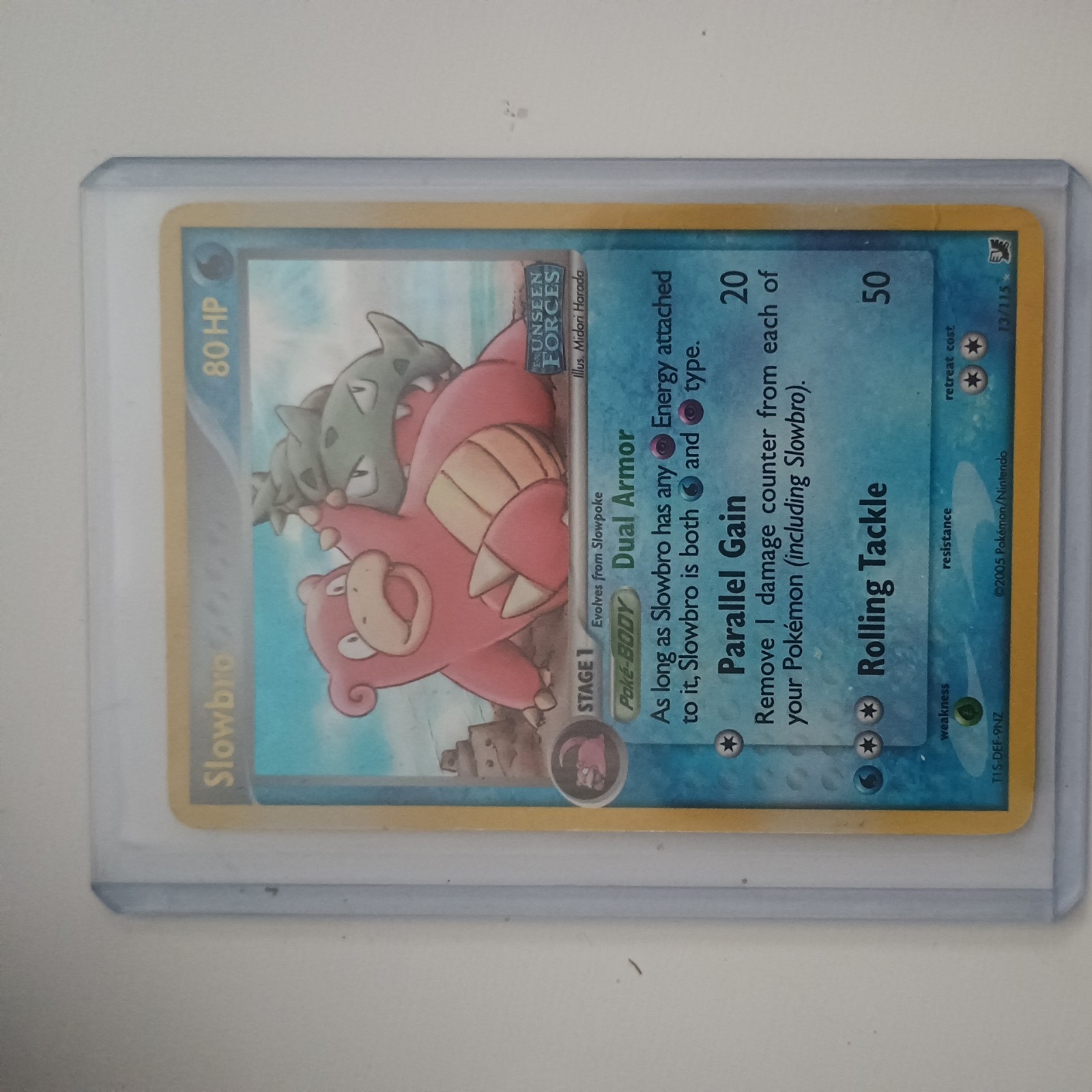 Pokemon Slowbro 13/115 Unseen Forces Reverse Holo Stamped 