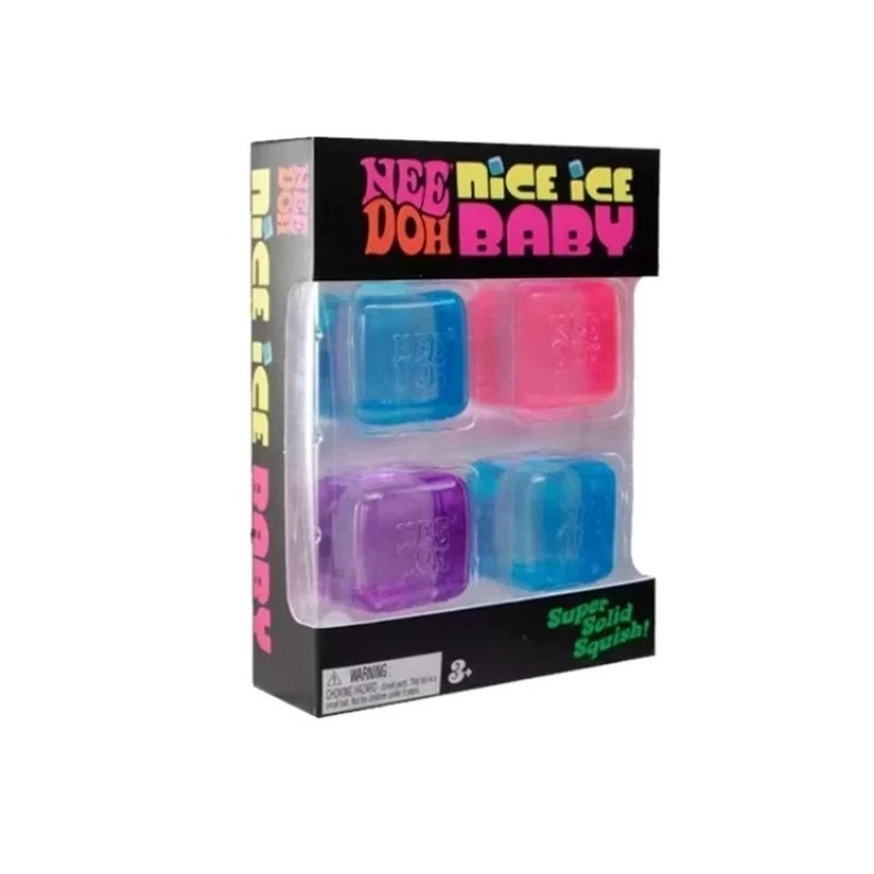 NeeDoh Nice Ice Baby 4-Pack Mini Nice Cubes Pink Blue Purple Squishy Fidget