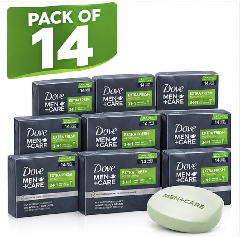 Dove Men+Care Bar 3 in 1 Cleanser for Body, Face, and Shaving Extra Fresh 14 Bar Dove Men+Care Bar 3 in 1 Cleanser for Body, Face, and Shaving Extra Fresh 14 Bar