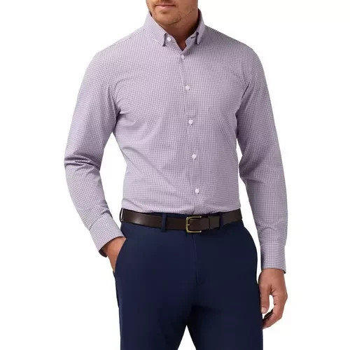 Mizzen+Main Leeward Dress Shirt Large Trim Fit Purple Dusk Sam Plaid Mens Mizzen+Main Leeward Dress Shirt Large Trim Fit Purple Dusk Sam Plaid Mens