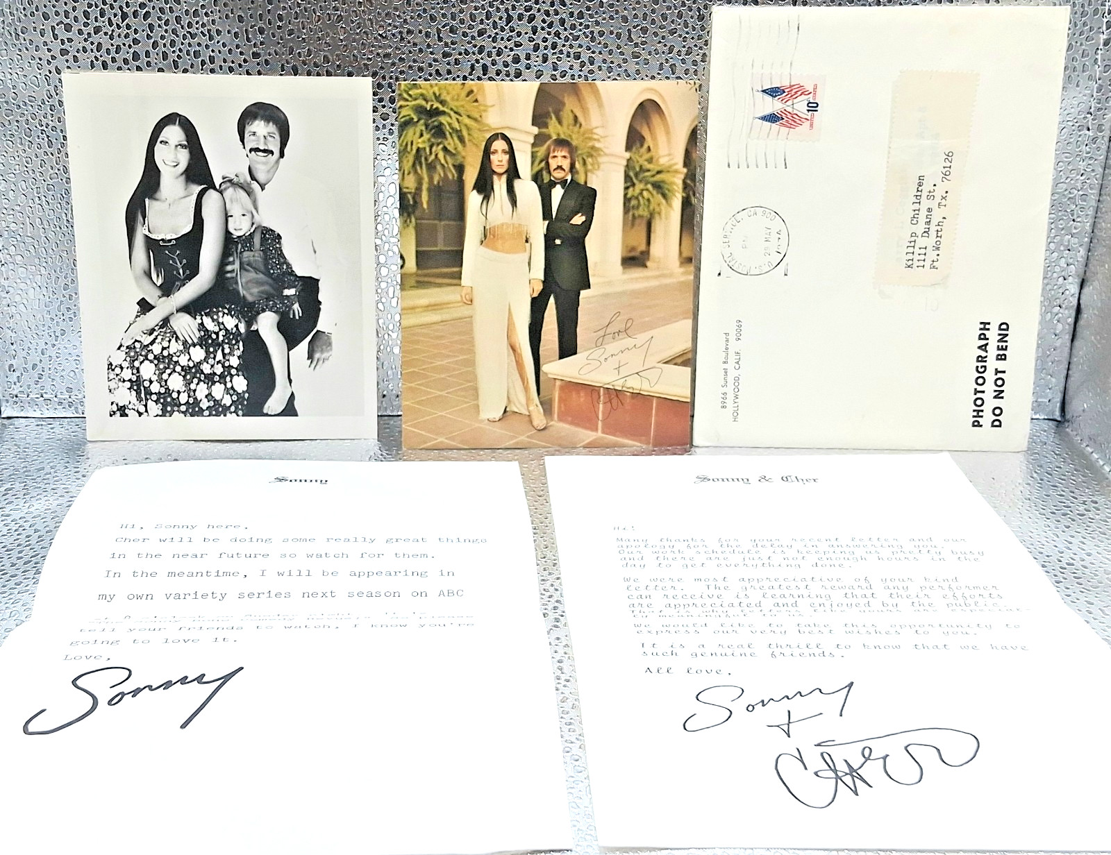 Vintage Sonny & Cher Signed Letters Autographed Photo Original Fan Mail Archive