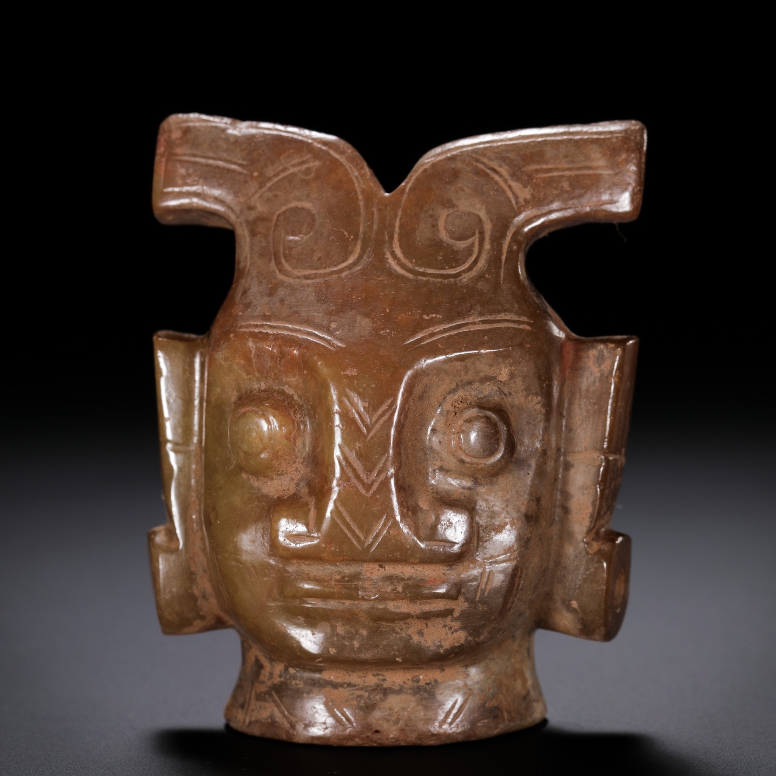 Chinese Antique Shang Dynasty Jade Man Head Carving Chinese Antique Shang Dynasty Jade Man Head Carving