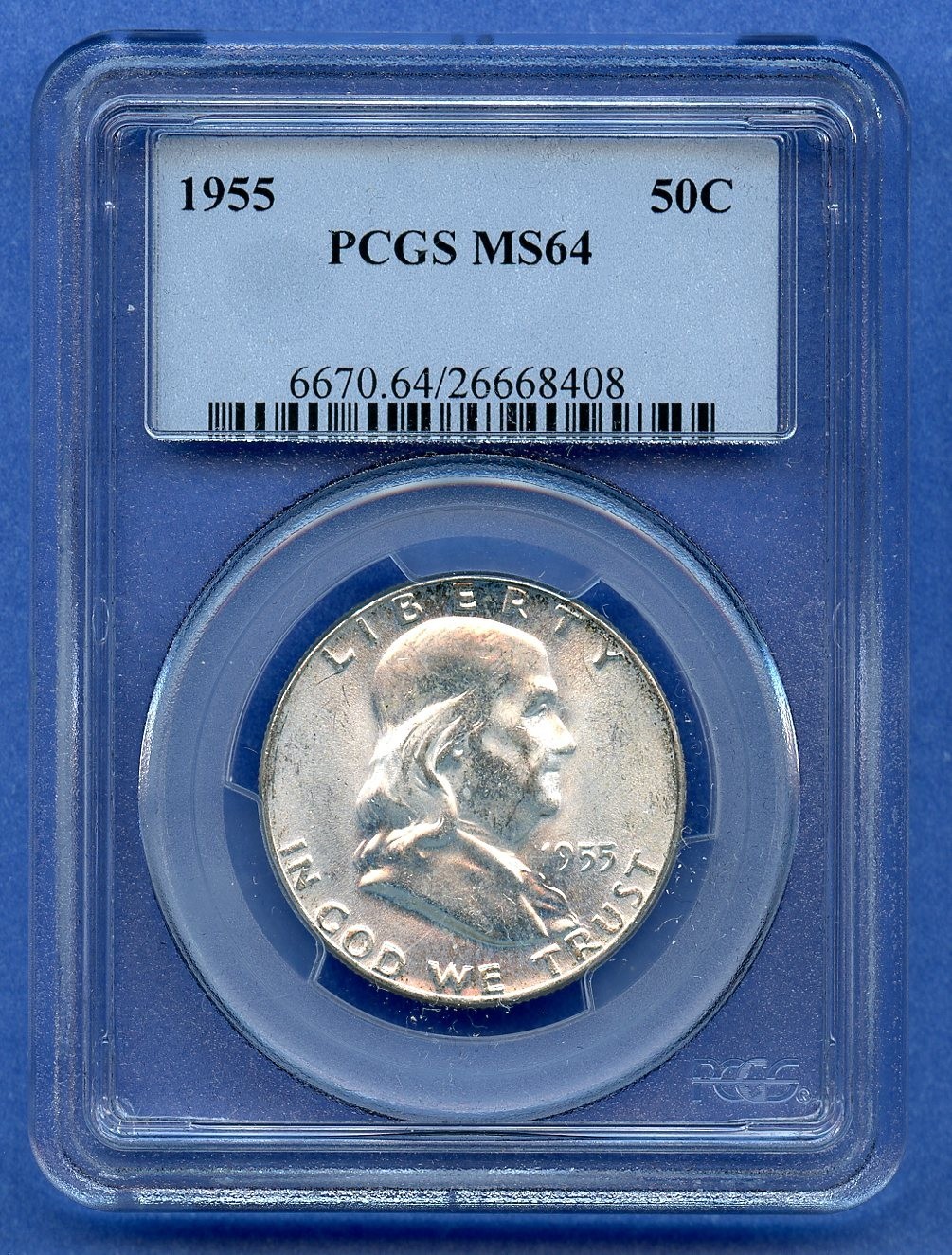 1955 P PCGS MS64 Franklin Half Dollar 50c Silver US Coin 1955-P MS-64 OBH 1955 P PCGS MS64 Franklin Half Dollar 50c Silver US Coin 1955-P MS-64 OBH
