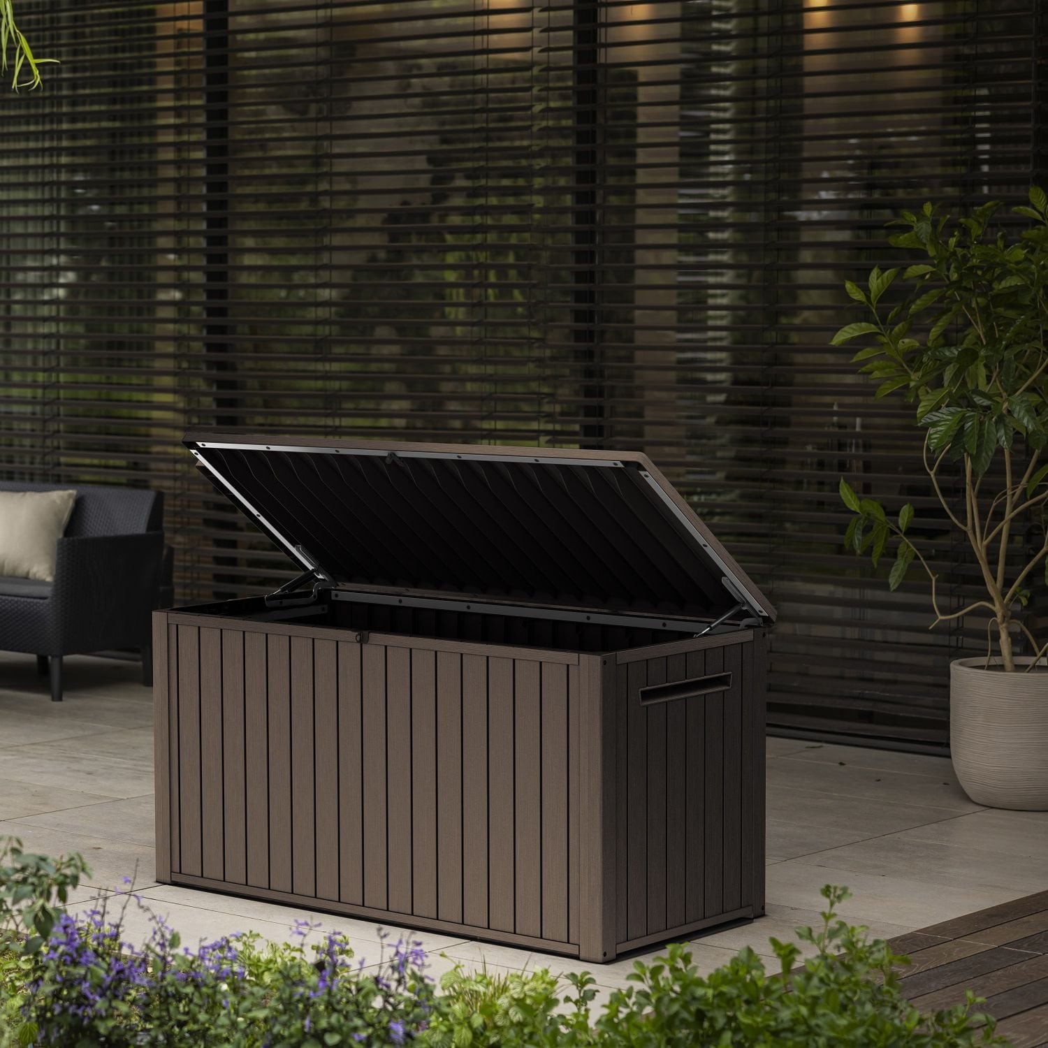 Keter 170 Gal. Resin Deck Box Large Indoor/Outdoor Storage,Brown