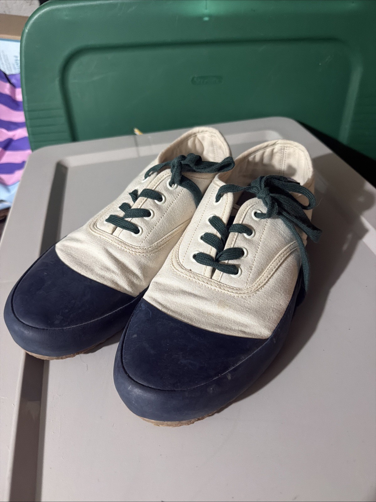 drake\'s by reproduction of found ecru and navy military trainer Size 44