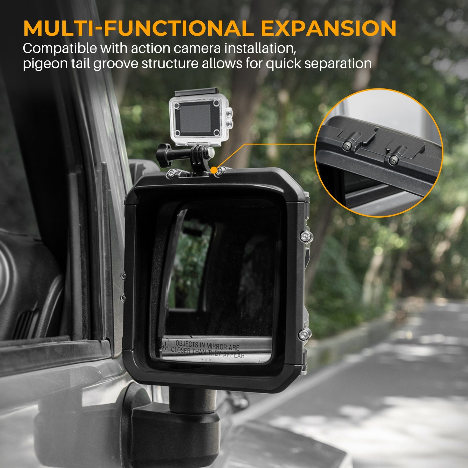 Aluminum Rearview Mirror Rain Visor Guard For Jeep Wrangler JK With GoPro Mount