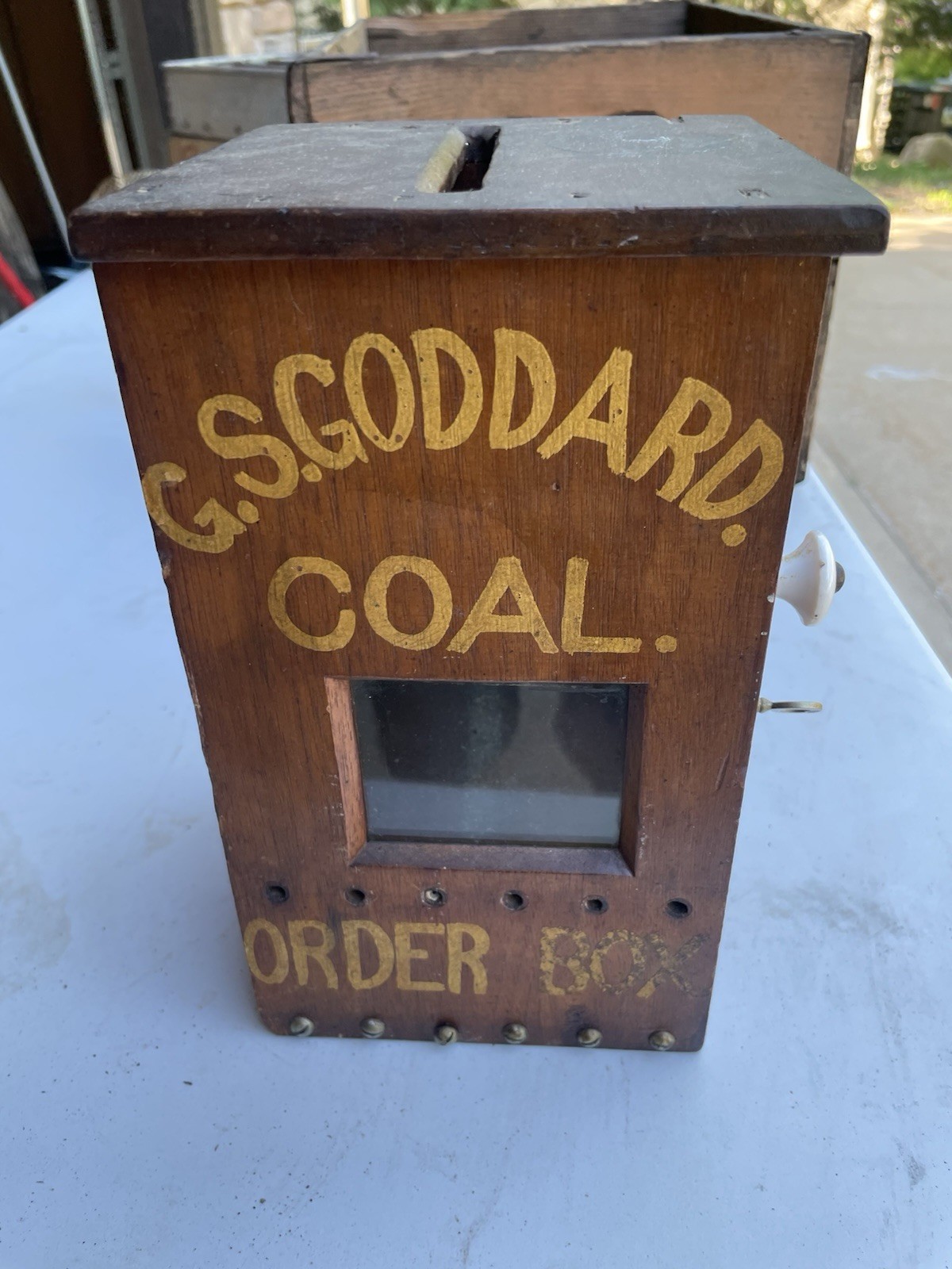 Antique Rare G.S. Goddard Coal Company Wood Ticket Box With Key