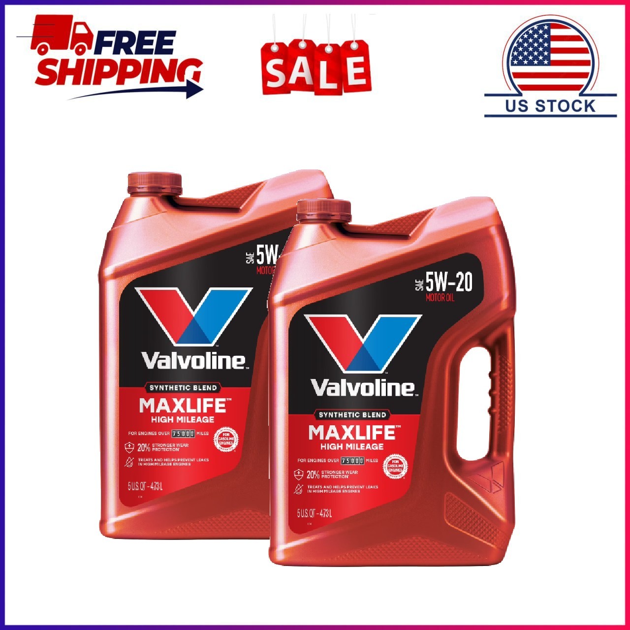 2 Pack ,Valvoline MaxLife High Mileage 5W-20 Synthetic Blend Motor Oil 5 Quart 2 Pack ,Valvoline MaxLife High Mileage 5W-20 Synthetic Blend Motor Oil 5 Quart