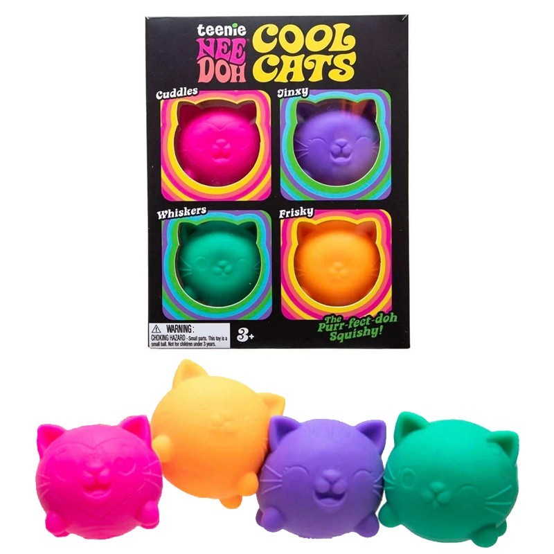 NeeDoh Teenie Cool Cats 4-Pack Schylling Squishy Kittens Fidget Stress Toy NIB NeeDoh Teenie Cool Cats 4-Pack Schylling Squishy Kittens Fidget Stress Toy NIB