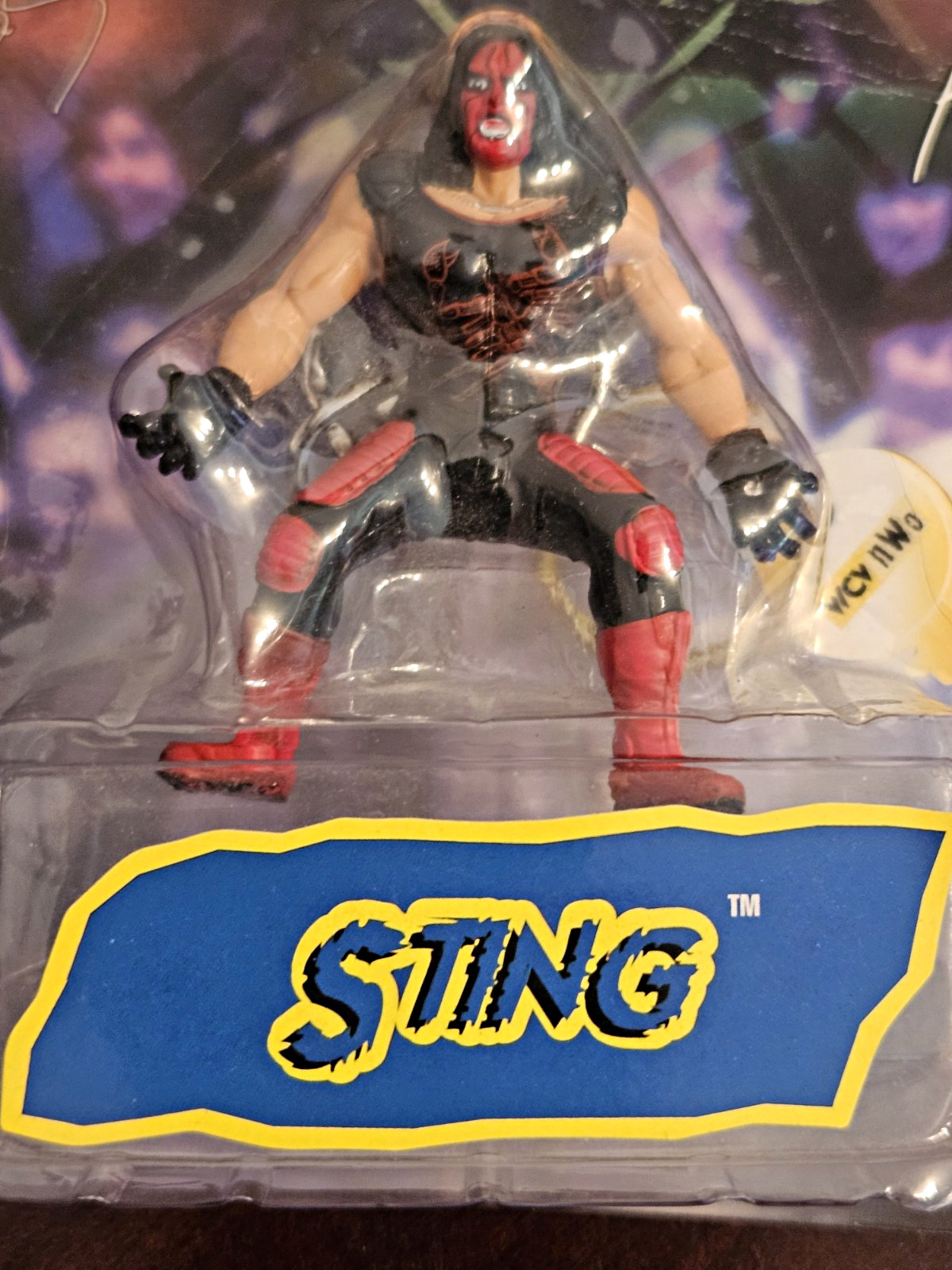 Vintage 1998 WCW Sting Keychain Wrestler Toy Biz NIP Wolfpac Original Kmart Tag