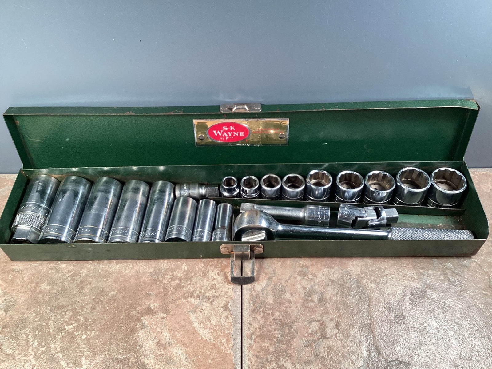 Vintage S-K Wayne Socket Set 21 Piece SAE 3/8\