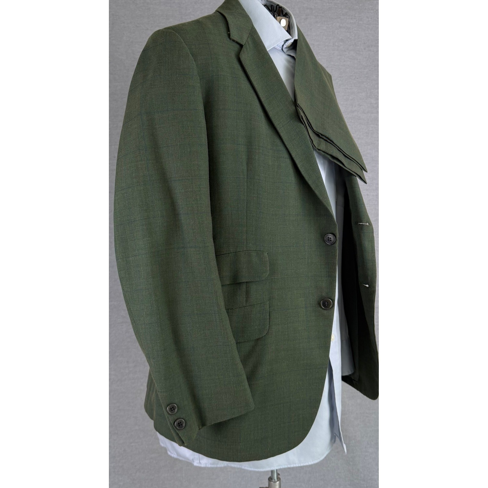 Vintage 50s Kingsridge Hecht Co Green Windowpane 2 Piece Suit 38R Union Made USA Vintage 50s Kingsridge Hecht Co Green Windowpane 2 Piece Suit 38R Union Made USA