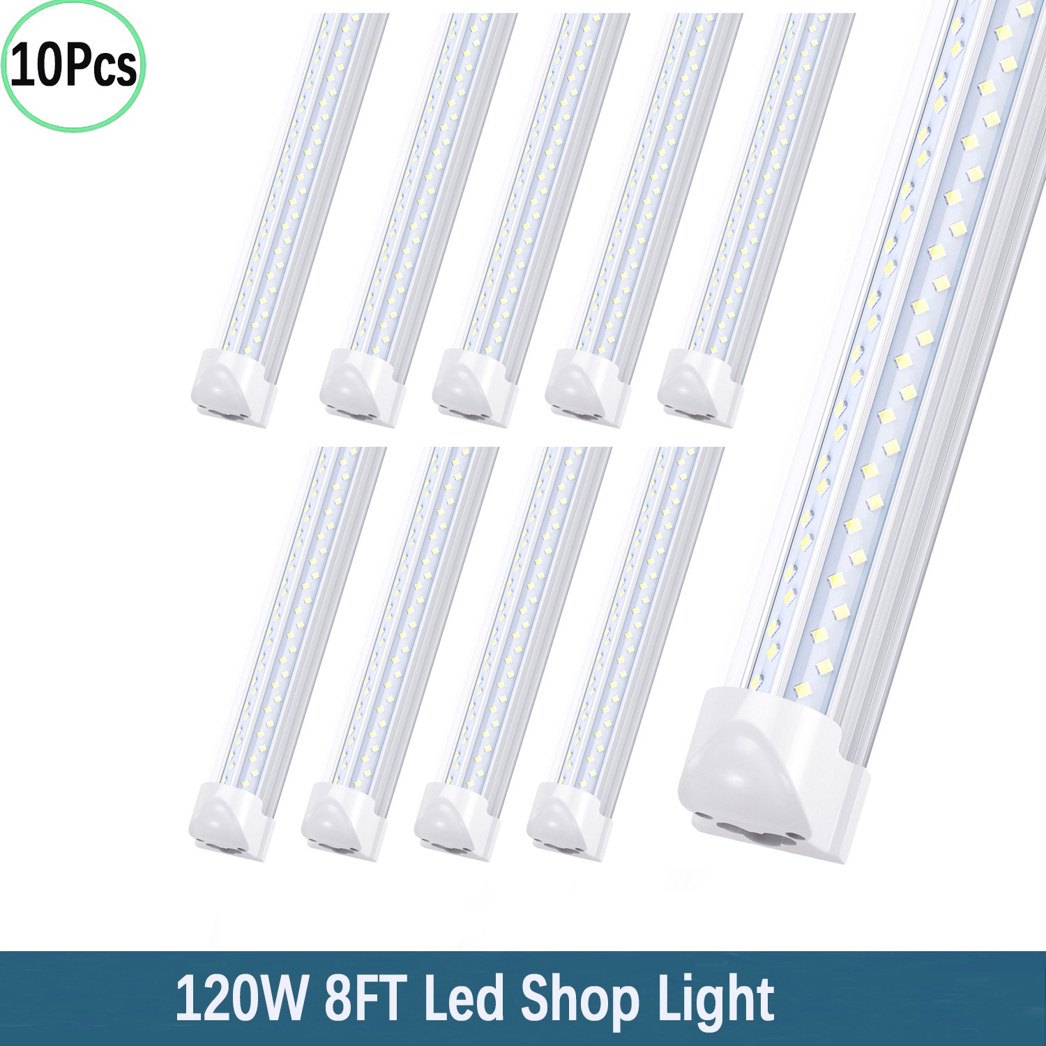10 Pack 8FT 120W Led Tube Light T8 Integrate 8 Foot Led Shop Light Fixture Bulbs