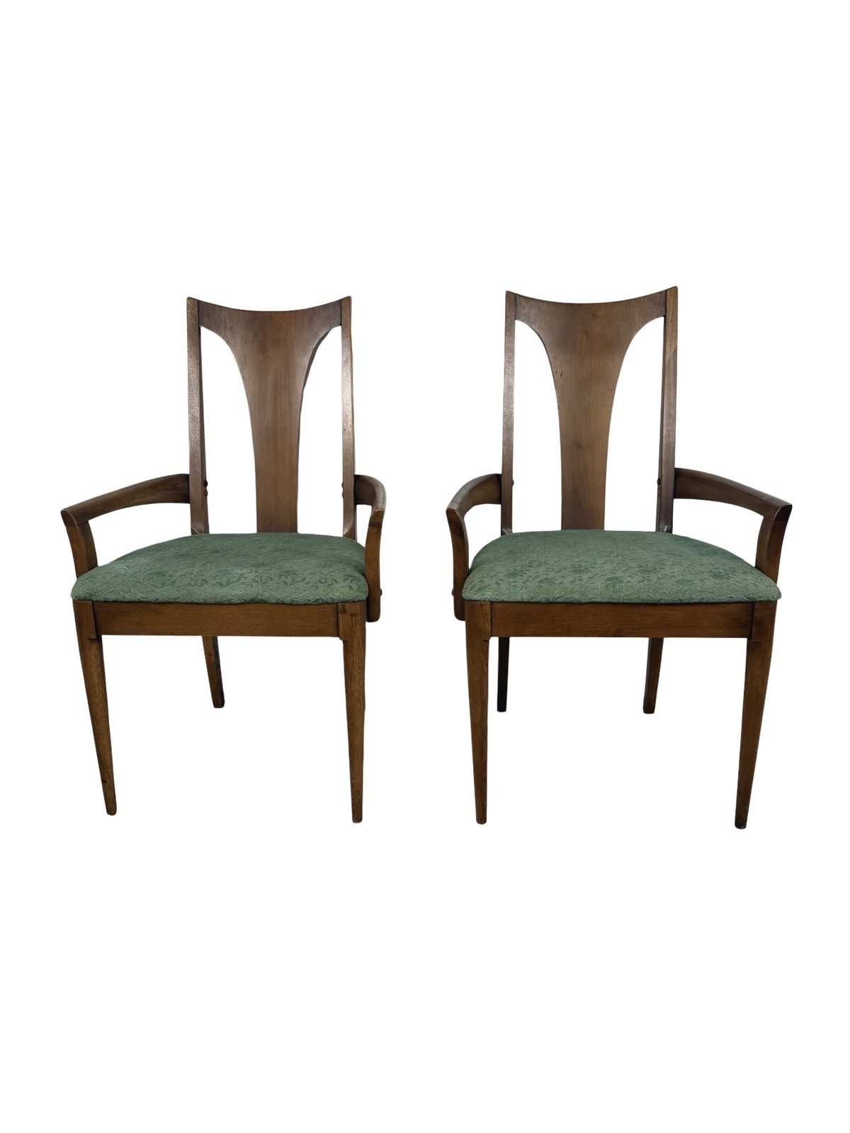  Pair Broyhill Lenoir Chair Co Mid Century Modern High Back Armchairs