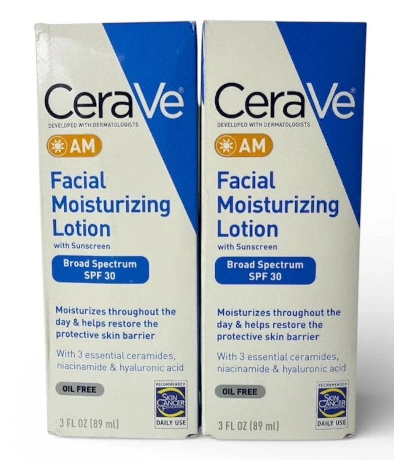 2 Pack CeraVe AM Facial Moisturizing Lotion SPF 30 - NEW IN BOX EXP:01/2027
