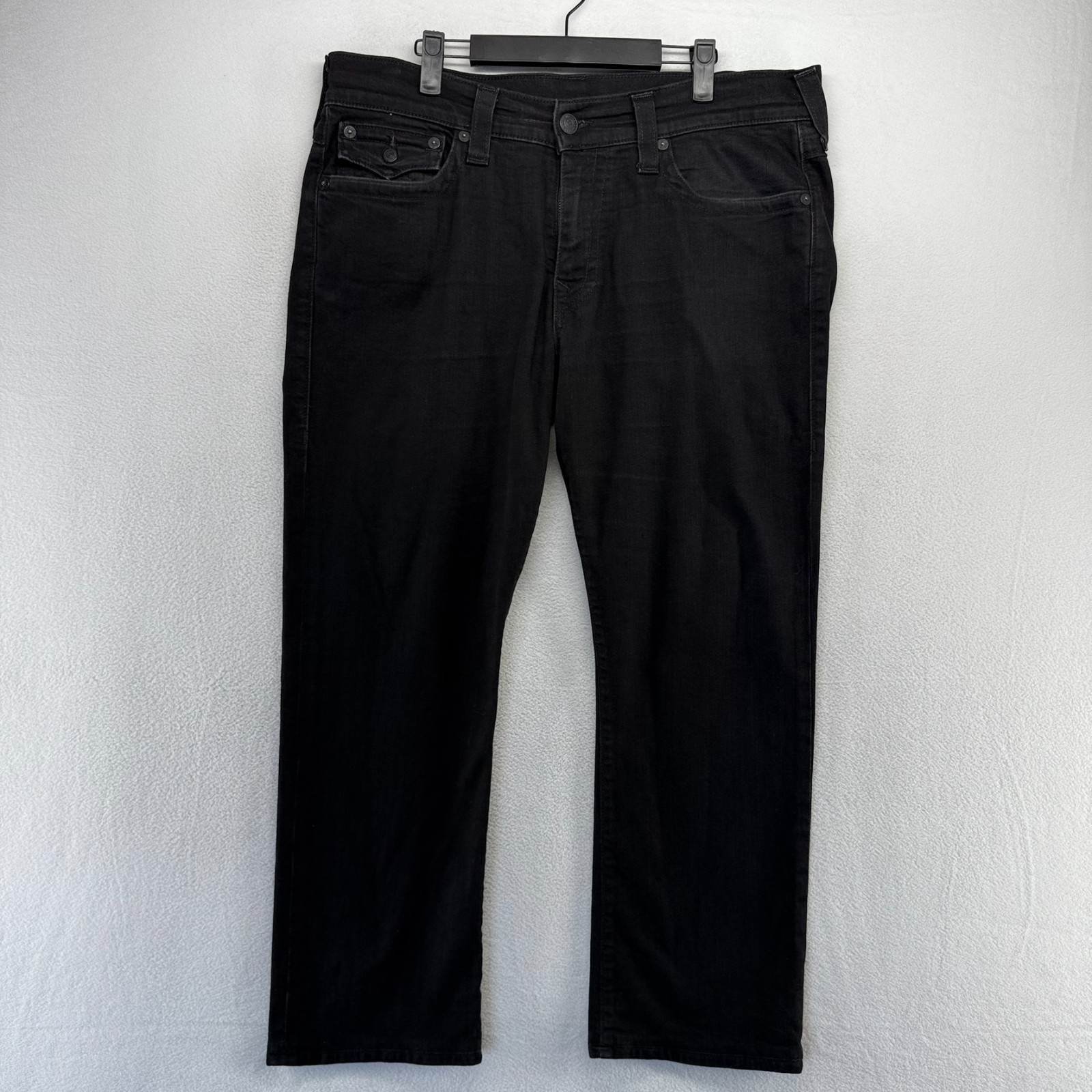 True Religion Jeans Mens 36 Black Ricky Relaxed Straight Made In USA Flap Pocket True Religion Jeans Mens 36 Black Ricky Relaxed Straight Made In USA Flap Pocket
