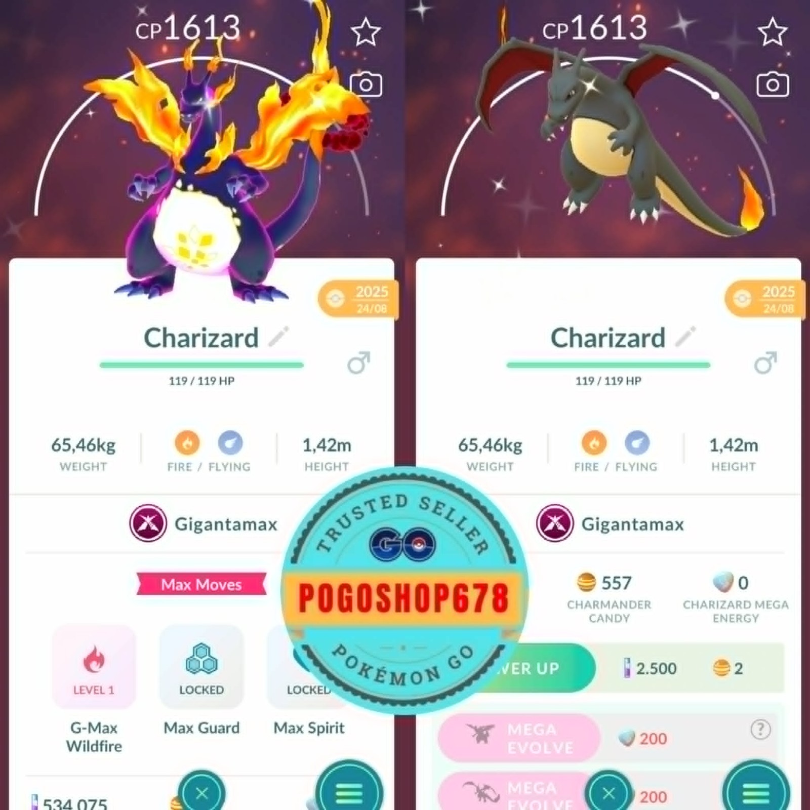 Pokémon PTC Go - Shiny Gigantamax Charizard - Blastoise - Venusaur ✨