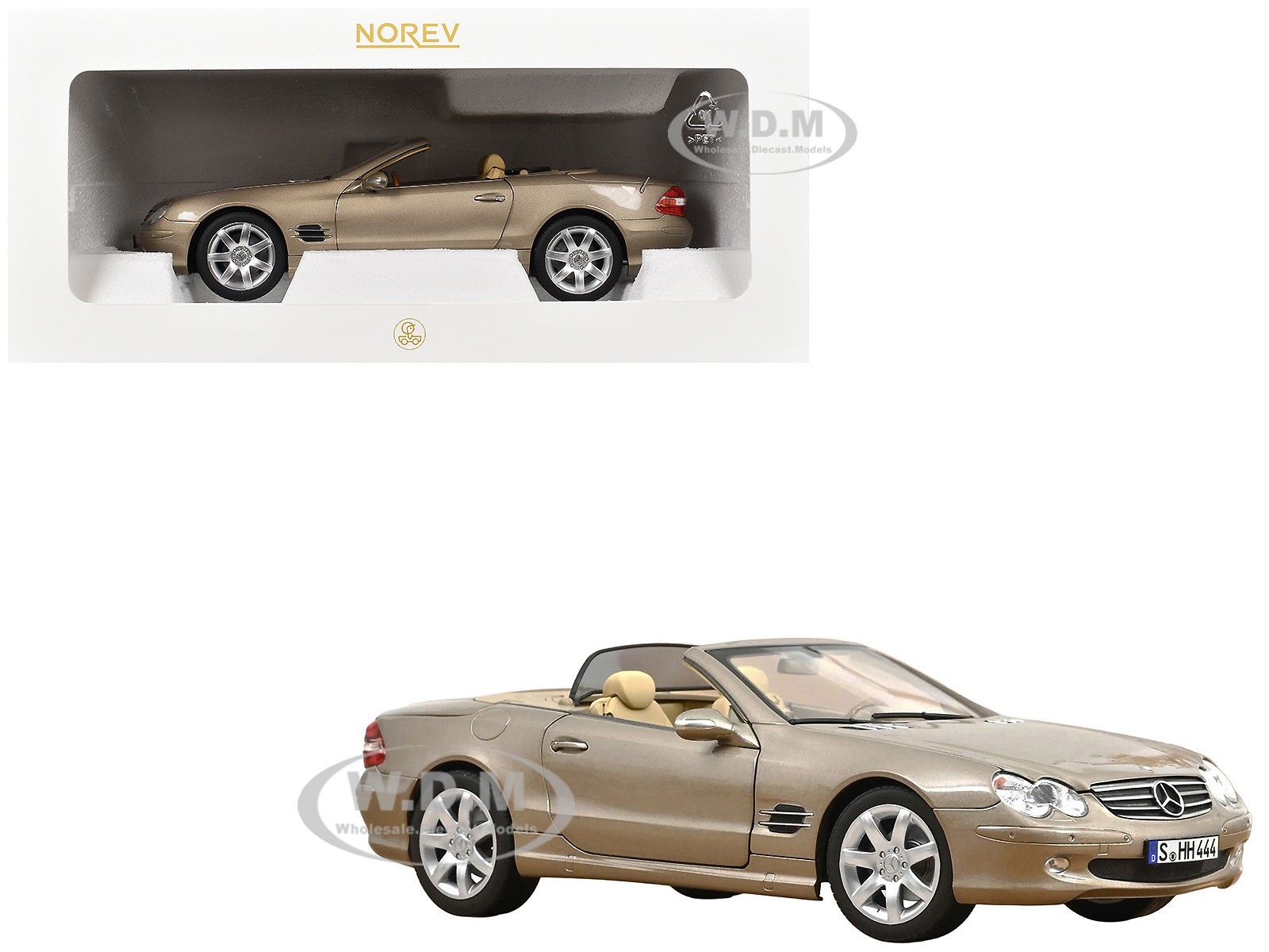 2003 MERCEDES-BENZ SL 500 TYPE R230 TRAVERTINE BEIGE 1/18 MODEL BY NOREV 183843