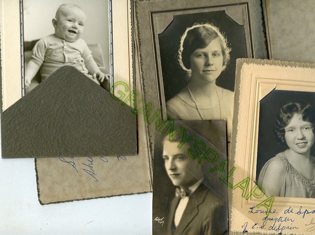 7 Antique DeSpain Family Photo\'s, Cabinet, In Folder-Denver, Colorado, Nice Cond