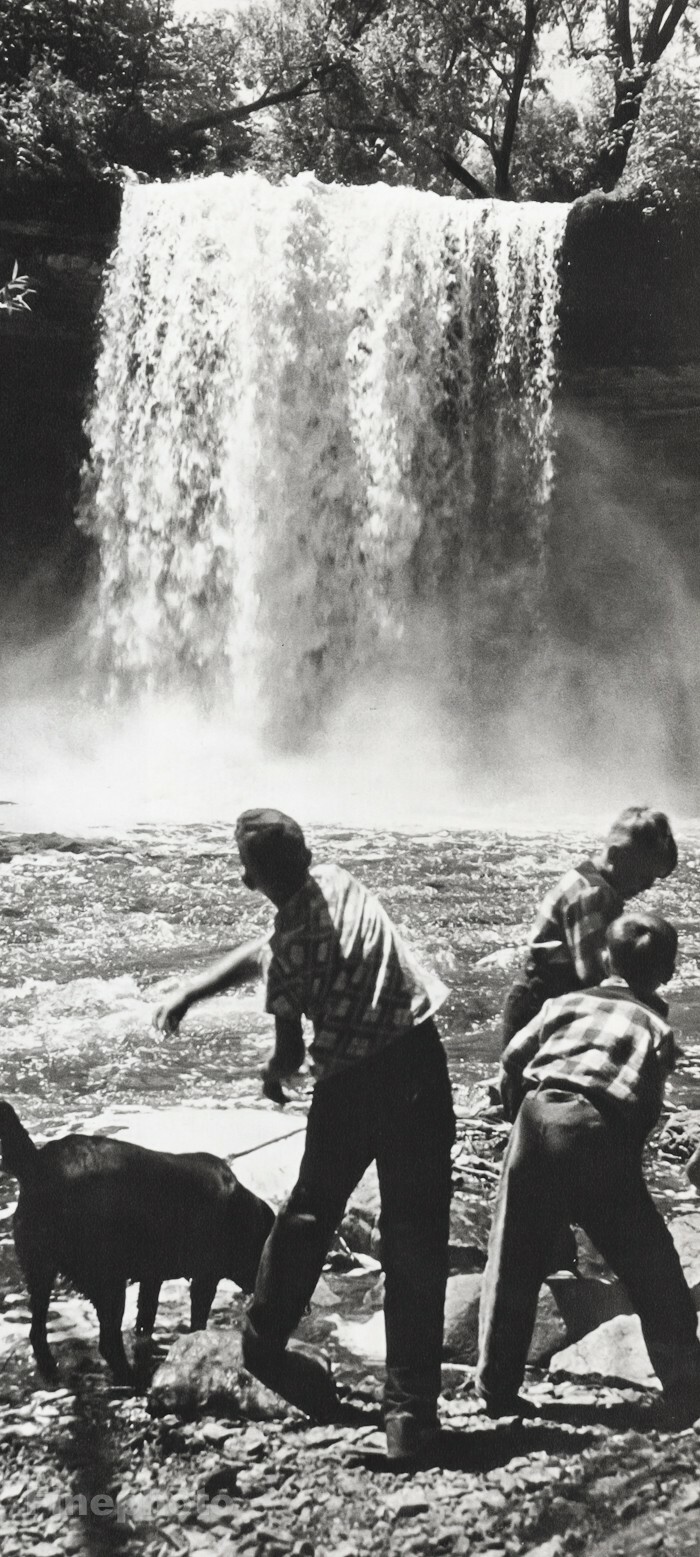 1952 Vintage ALFRED EISENSTAEDT Minnehaha Park Waterfall Children Dog Photo Art