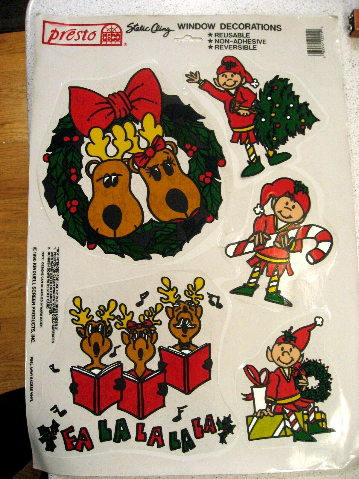 Vtg Presto Deco Static Cling Window Clings Christmas Decorations Reindeer & Kids