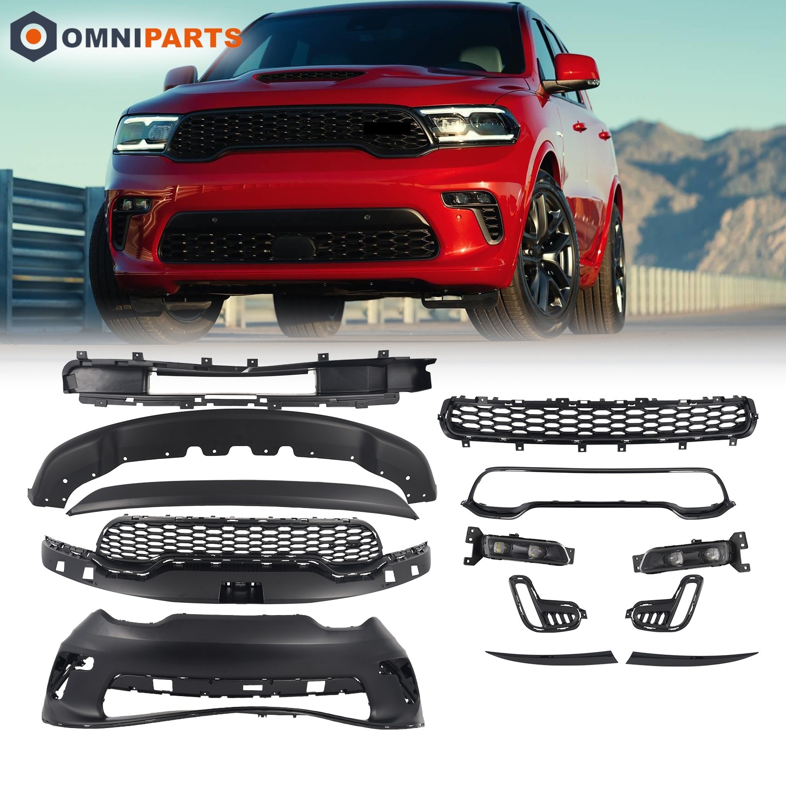 Complete Front Bumper Cover Grille Kit For 2021-2023 Dodge Durango SRT Hellcat