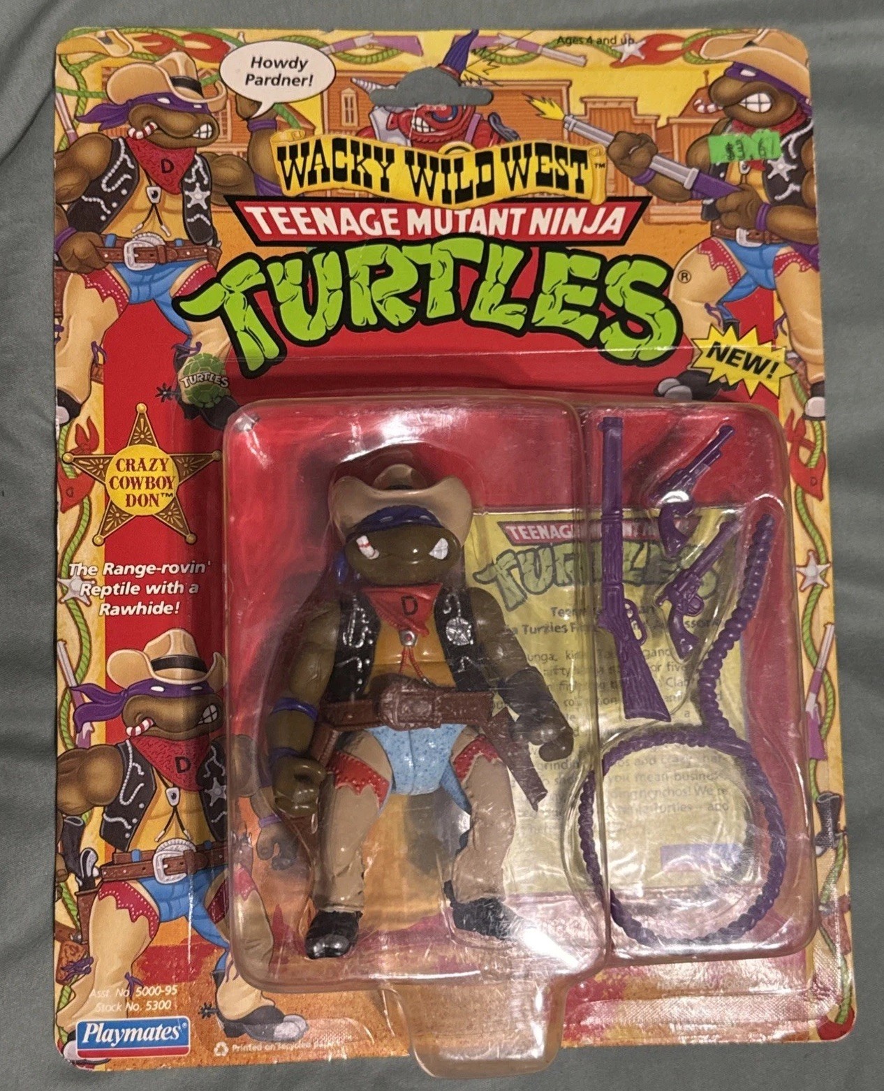 1992 TMNT Crazy Cowboy Don Wacky Wild West Donatello NEW SEALED Playmates