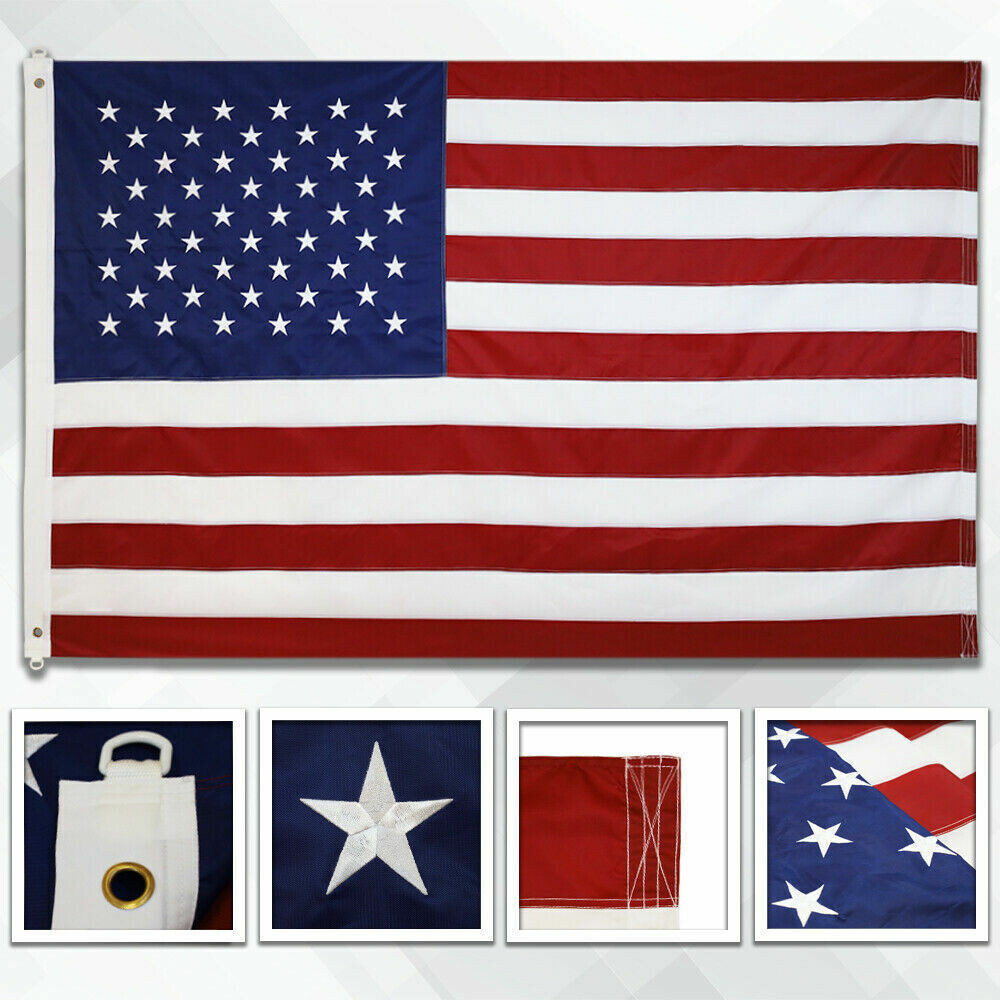 Embroidered American Flag 6x10ft Large Embroidered USA Flag 6\' x 10\' 200D Embroidered American Flag 6x10ft Large Embroidered USA Flag 6\' x 10\' 200D