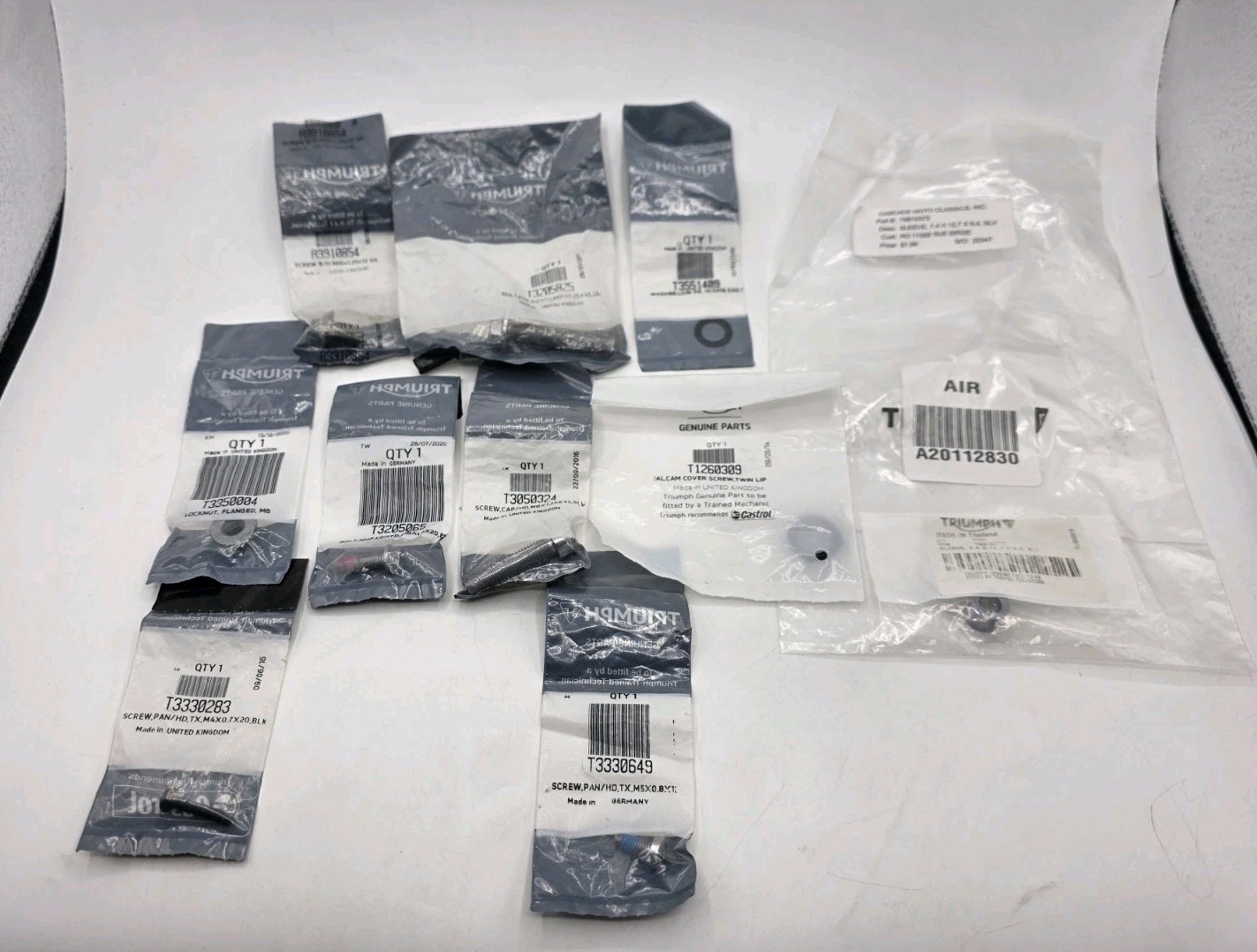 Genuine Triumph Motorcycle Parts Lot Of 10 Packages Screws Bots Nuts All New 