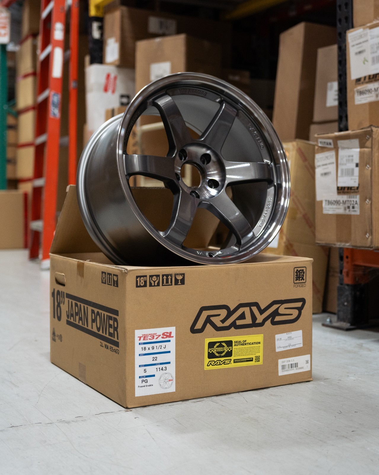 Volk Racing TE37SL 18X9.5 +22 5-114.3 Pressed Graphite * set of 4 *