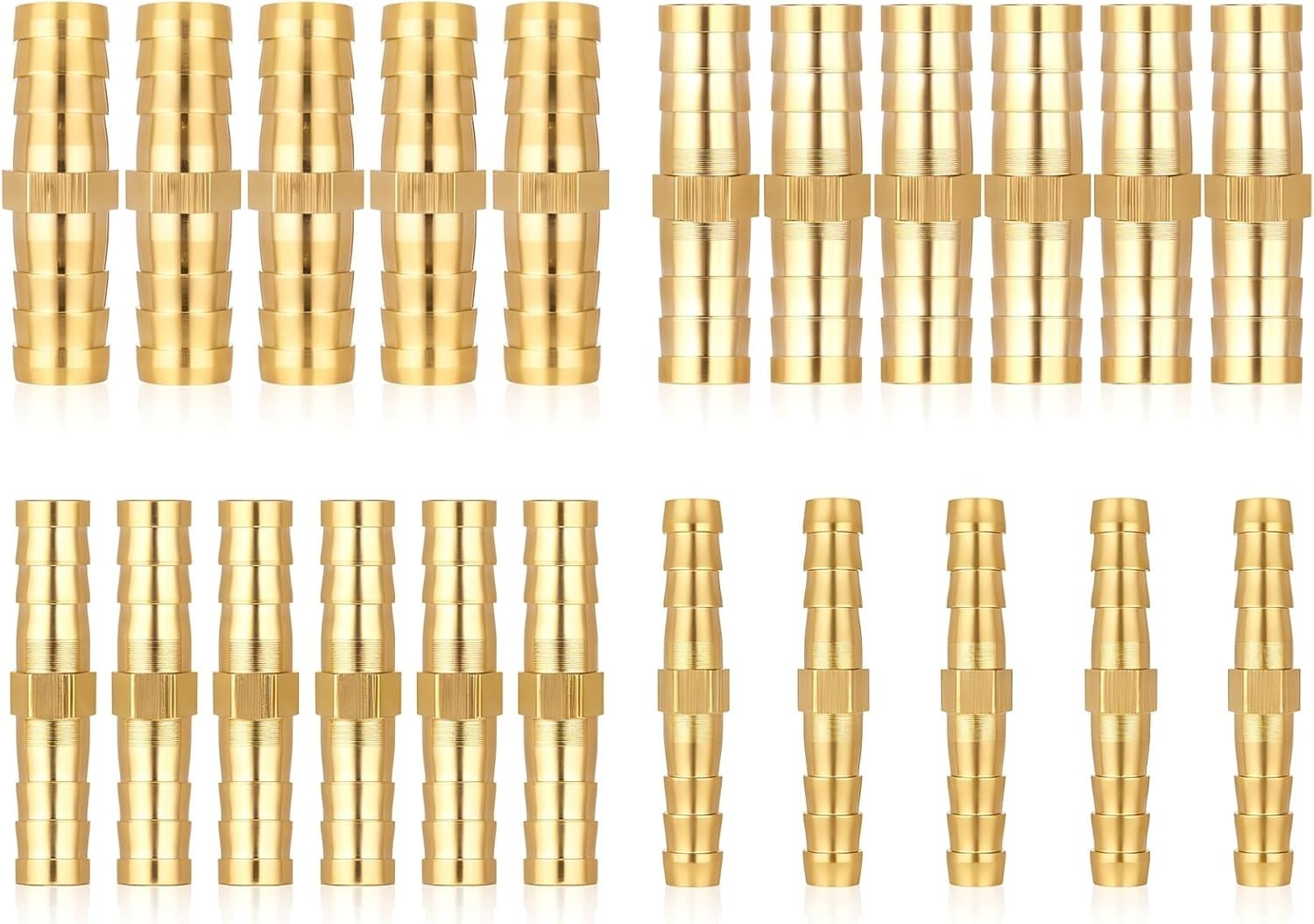 22Pcs Brass Barbed Hose Fittings, 1/4\