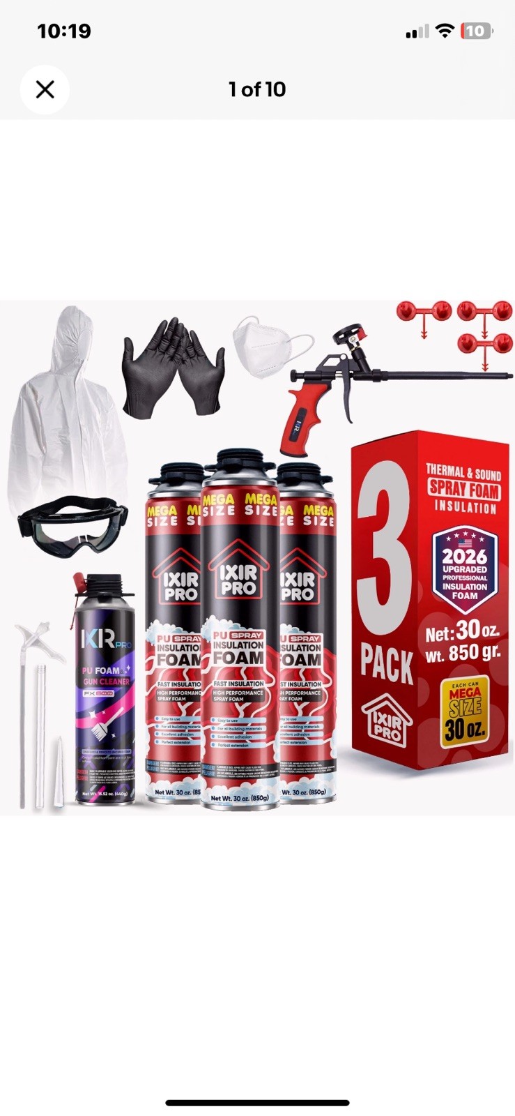 Mega Size Spray Foam Insulation Kit (3x30 oz. / 850 g) 75 Board ft/sq