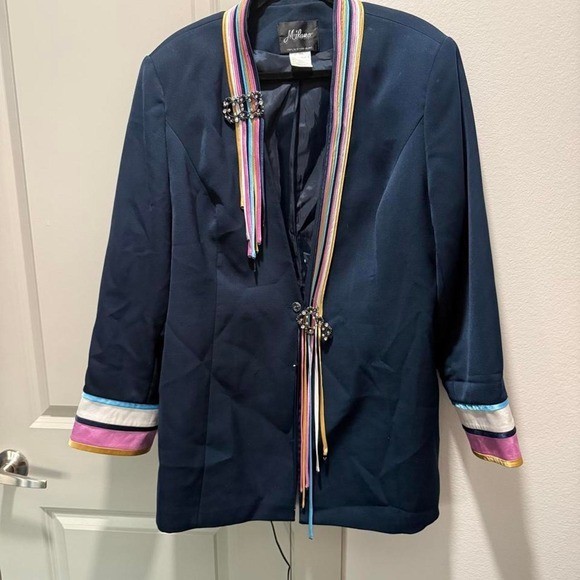 Vintage Milano Striped Trim Blazer Vintage Milano Striped Trim Blazer