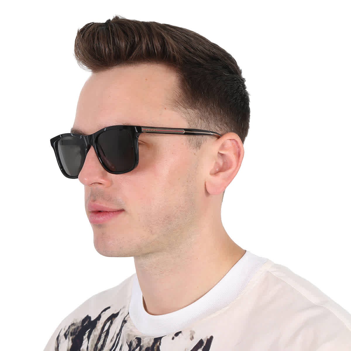 Gucci Polarized Grey Square Men\'s Sunglasses GG0381SN 007 57 GG0381SN 007 57