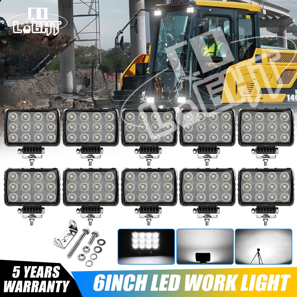 10x Powerful Flood Beam 6inch LED Work Lights 12V 24V For Truck Tractor offroad