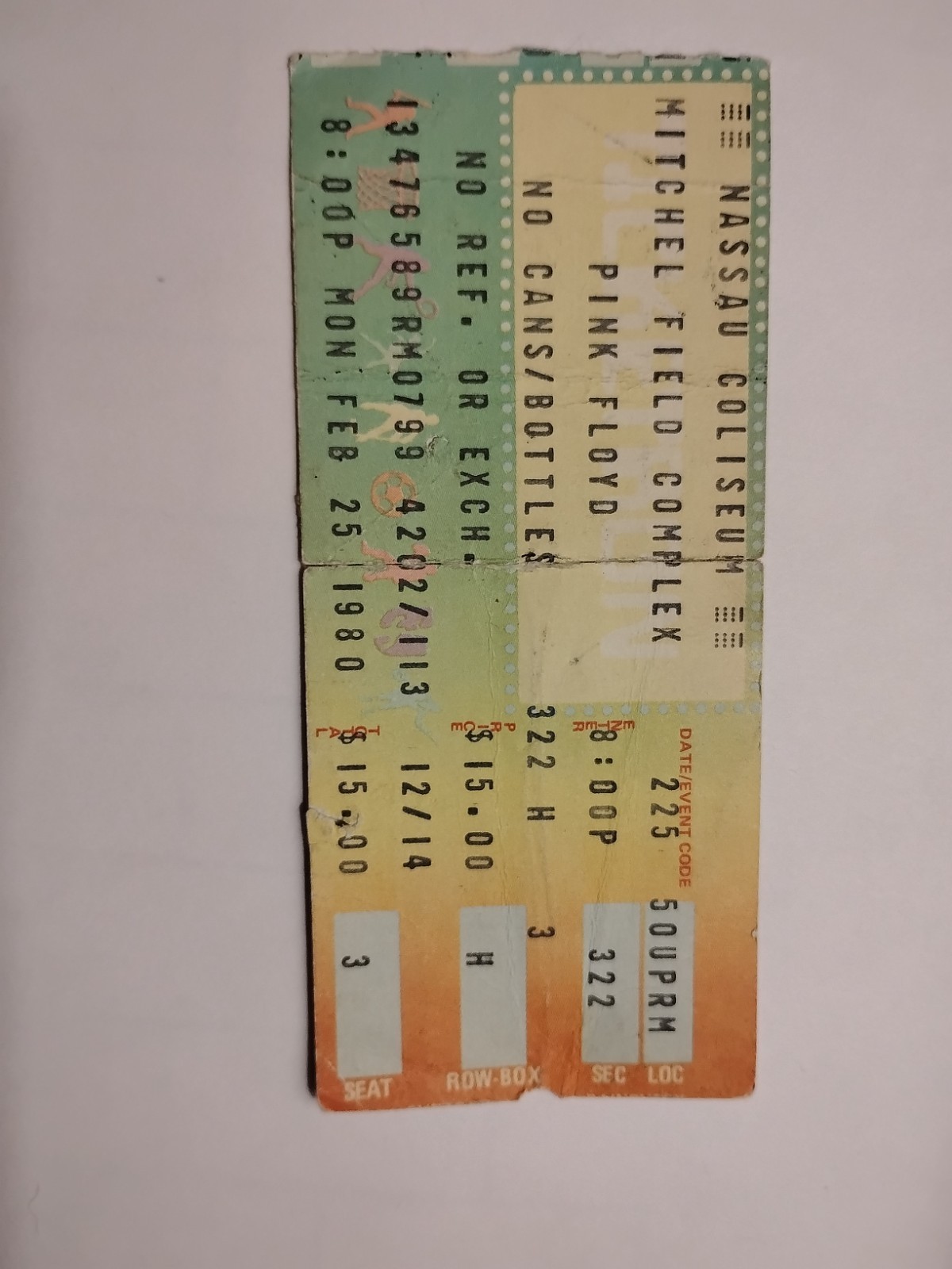 pink floyd the wall concert  stub