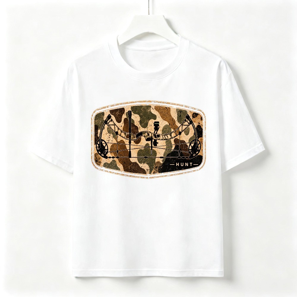 Retro Distressed Bow Hunt Badge Tee Unisex Cotton Outdoor Graphic Gift T-Shirt